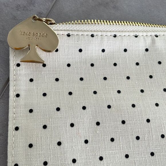 KATE SPADE cosmetics bag zipper with gold tone charm - Picture 4 of 7